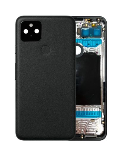 Housing Frame With Small Components Pre-Installed for Google Pixel 5 - JUST BLACK - Service Pack