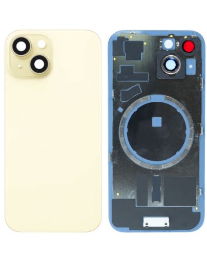Back Glass with Frame and MagSafe Magnet for iPhone 15 - YELLOW