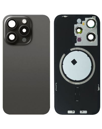 Back Glass with Frame and MagSafe Magnet for iPhone 15 Pro - BLACK TITANIUM