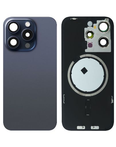 Back Glass with Frame and MagSafe Magnet for iPhone 15 Pro - BLUE TITANIUM