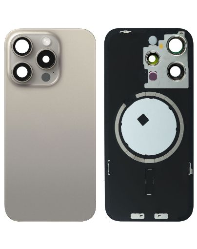 Back Glass with Frame and MagSafe Magnet for iPhone 15 Pro - NATURAL TITANIUM