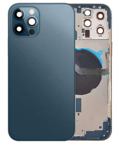 Back Housing Frame with Small Components Pre-Installed for iPhone 12 Pro Max - PACIFIC BLUE