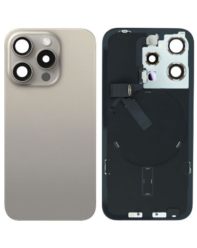 Back Glass with Frame and MagSafe Magnet for iPhone 15 Pro - NATURAL TITANIUM