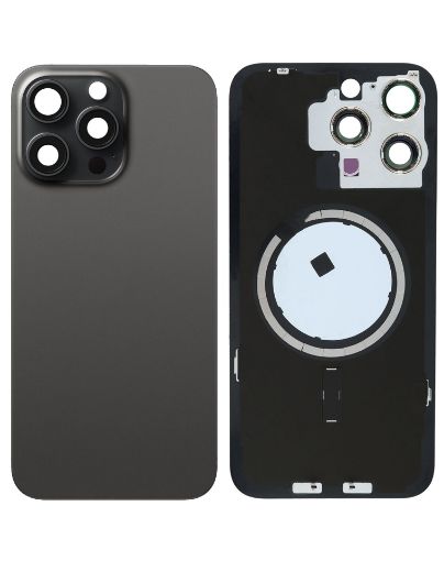 Back Glass with Frame and MagSafe Magnet for iPhone 15 Pro Max - BLACK TITANIUM