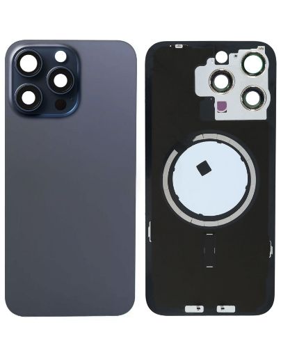 Back Glass with Frame and MagSafe Magnet for iPhone 15 Pro Max - BLUE TITANIUM