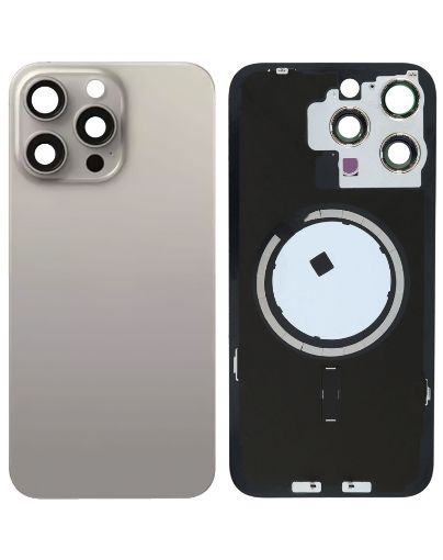 Back Glass with Frame and MagSafe Magnet for iPhone 15 Pro Max - NATURAL TITANIUM