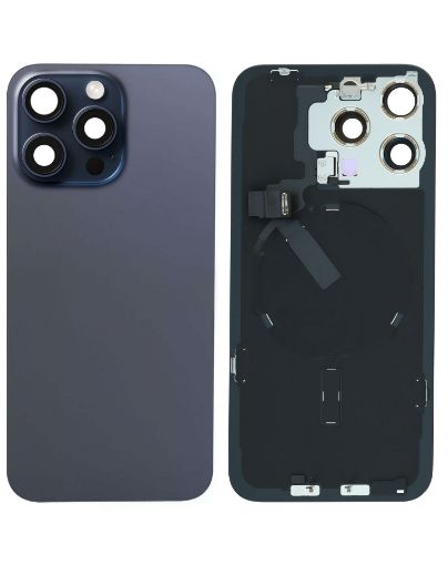 Back Glass with Frame and MagSafe Magnet for iPhone 15 Pro Max - BLUE TITANIUM