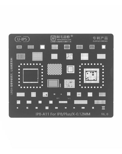 AMAOE BGA Reballing Stencil for iPhone 8 / 8 Plus / X - 0.12mm - A11