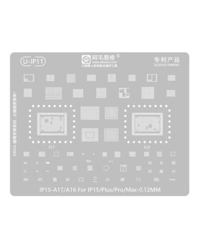 AMAOE BGA Reballing Stencil for iPhone 15 Series - 0.12mm A17 / A16