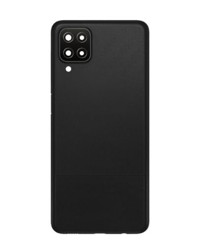 Back Glass with Camera Lens and Adhesive for Galaxy A12 - A125 - BLACK