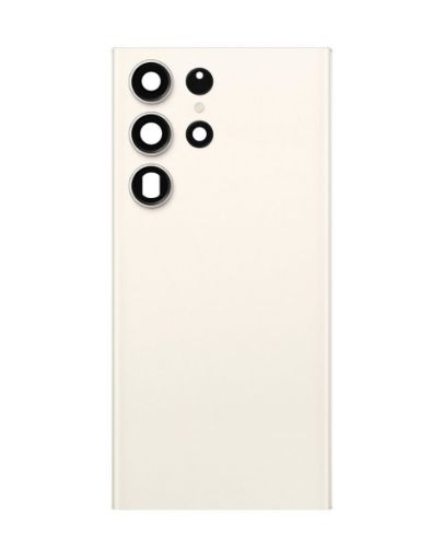 Back Glass with Camera Lens and Adhesive for Galaxy S23 Ultra - CREAM