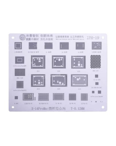 Picture of iPhone X to 14 PM MiJing Baseband / Hard Disk / WiFi / NFC / Chip Board Carrying BGA Reballing Stencil