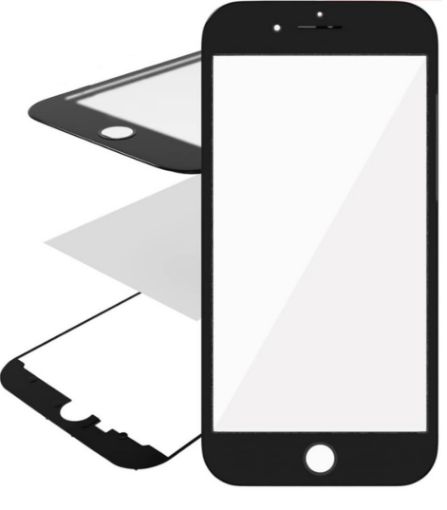 Picture of 3in1 (Front Glass + Frame + OCA) (Premium) (2 Pack) (BLACK) for iPhone 8 Plus (G+ Oca Pro)