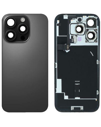 Picture of Back Glass (BLACK TITANIUM) (OEM Pull B Grade) with Frame and Wireless NFC Charging Flex and MagSafe Magnet for iPhone 16 Pro