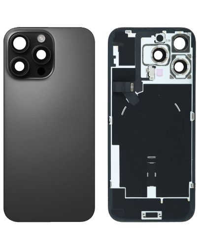 Picture of Back Glass (BLACK TITANIUM) (OEM Pull B Grade) with Frame and Wireless NFC Charging Flex and MagSafe Magnet for iPhone 16 Pro Max