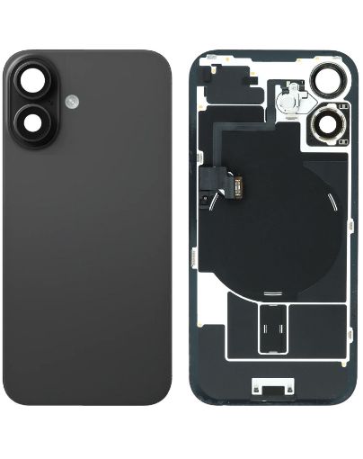 Picture of Back Glass (BLACK) (OEM Pull A Grade) with Frame and Wireless NFC Charging Flex and MagSafe Magnet for iPhone 16