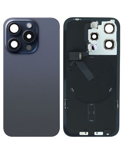 Picture of Back Glass (BLUE TITANIUM) (OEM Pull B Grade) with Frame and Wireless NFC Charging Flex and MagSafe Magnet for iPhone 15 Pro