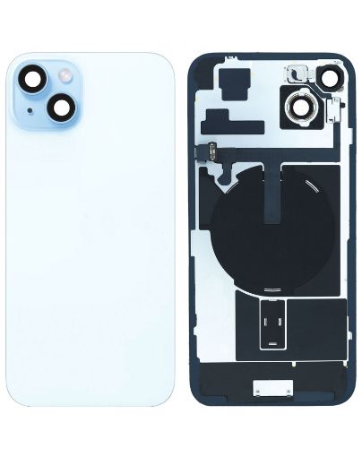 Picture of Back Glass (BLUE) (OEM Pull B Grade) with Frame and Wireless NFC Charging Flex and MagSafe Magnet for iPhone 15 Plus