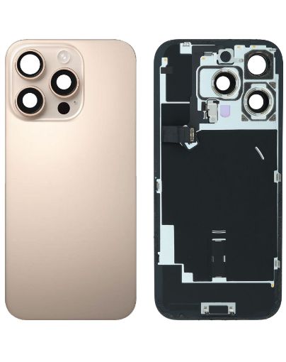 Picture of Back Glass (DESERT TITANIUM) (OEM Pull A Grade) with Frame and Wireless NFC Charging Flex and MagSafe Magnet for iPhone 16 Pro