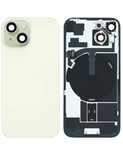 Picture of Back Glass (GREEN) (OEM Pull B Grade) with Frame and Wireless NFC Charging Flex and MagSafe Magnet for iPhone 15