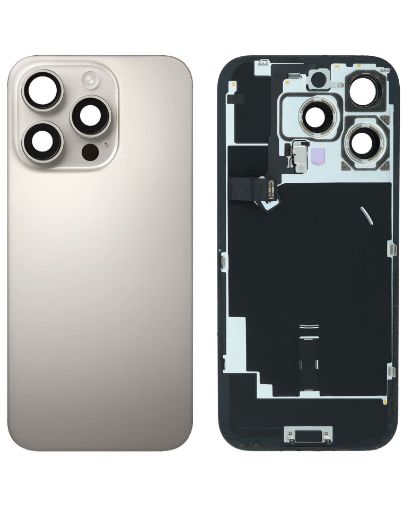 Picture of Back Glass (NATURAL TITANIUM) (OEM Pull A Grade) with Frame and Wireless NFC Charging Flex and MagSafe Magnet for iPhone 16 Pro