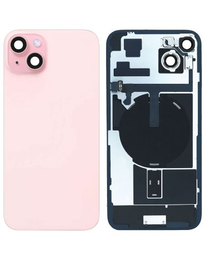 Picture of Back Glass (PINK) (OEM Pull A Grade) with Frame and Wireless NFC Charging Flex and MagSafe Magnet for iPhone 15 Plus