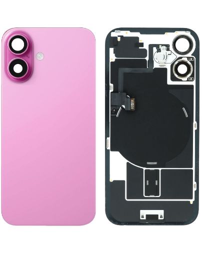 Picture of Back Glass (PINK) (OEM Pull A Grade) with Frame and Wireless NFC Charging Flex and MagSafe Magnet for iPhone 16