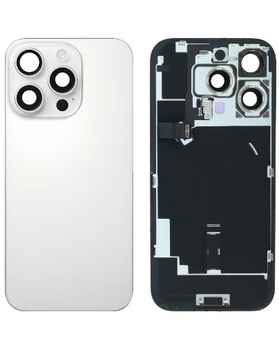 Picture of Back Glass (WHITE TITANIUM) (OEM Pull A Grade) with Frame and Wireless NFC Charging Flex and MagSafe Magnet for iPhone 16 Pro