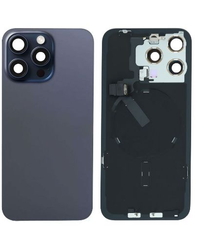 Picture of Back Glass with Frame and Wireless NFC Charging Flex and MagSafe Magnet for iPhone 15 Pro Max (BLUE TITANIUM) (OEM Pull A Grade)