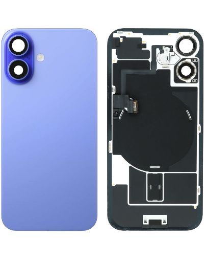 Picture of Back Glass with Frame and Wireless NFC Charging Flex and MagSafe Magnet for iPhone 16 (ULTRAMARINE) (OEM Pull A Grade)
