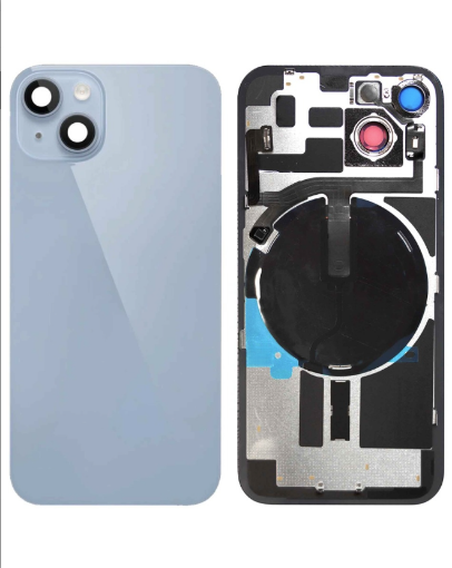 Picture of Back Glass with Frame and Wireless NFC Charging Flex and MagSafe Magnet for iPhone 14 - BLUE