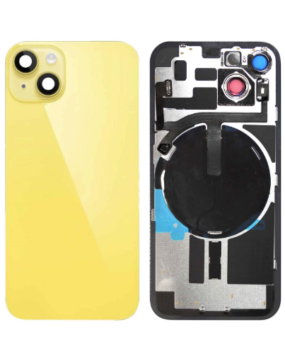 Picture of Back Glass with Frame and Wireless NFC Charging Flex and MagSafe Magnet for iPhone 14 - YELLOW