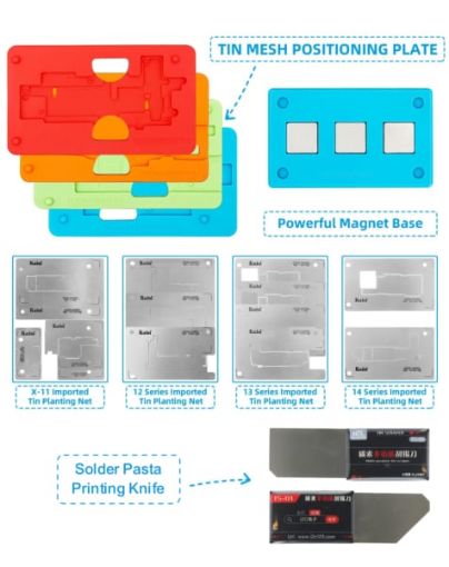 Picture of i2C 18 in 1 Motherboard Fixture Middle Frame BGA Stencil Platform Soldering Steel Mesh Holder for iPhone X to 14 Pro Max