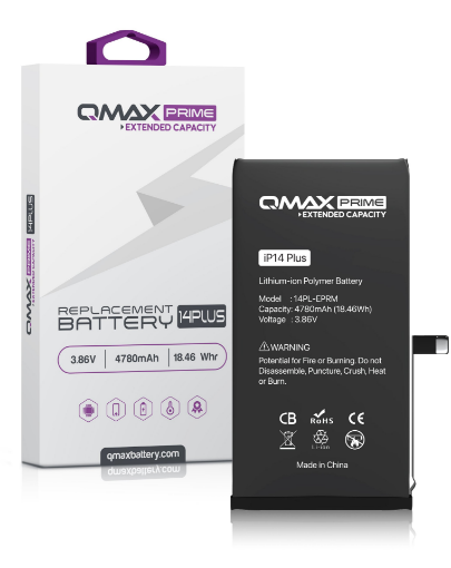 Picture of QMAX Prime Extended Capacity Replacement Battery for iPhone 14 Plus (Spot Weld NOT Required) (4780 mAH)