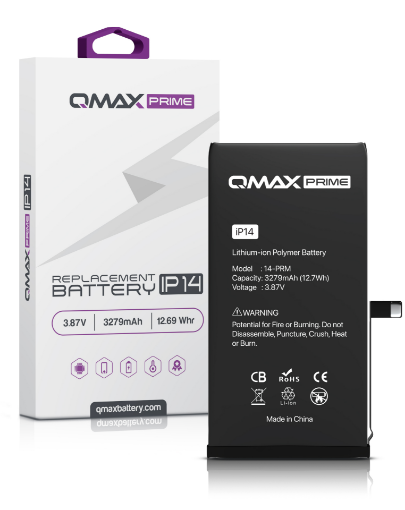 Picture of QMAX Prime Replacement Battery for iPhone 14 (Spot Weld NOT Required) (3279 mAH)