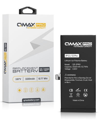 Picture of QMAX Pro Extended Capacity Replacement Battery for iPhone 12 / 12 Pro (3320 mAH)