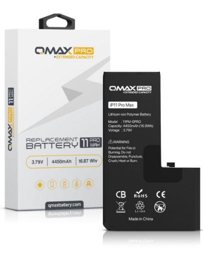 Picture of QMAX Pro Extended Capacity Replacement Battery for iPhone 11 Pro Max (4450 mAH)