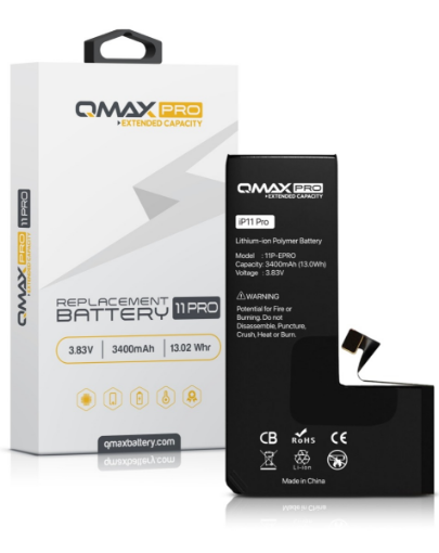 Picture of QMAX Pro Extended Capacity Replacement Battery for iPhone 11 Pro (3400 mAH)
