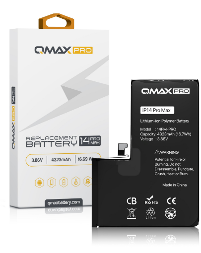 Picture of QMAX Pro Replacement Battery for iPhone 14 Pro Max (4323 mAh)