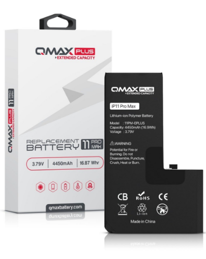 Picture of QMAX Plus Extended Capacity Replacement Battery for iPhone 11 Pro Max (4450 mAH)