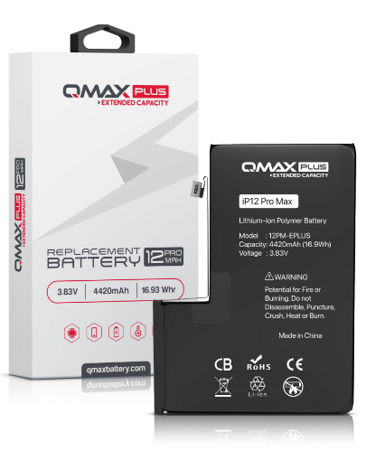 Picture of QMAX Plus Extended Capacity Replacement Battery for iPhone 12 Pro Max (4420 mAH)