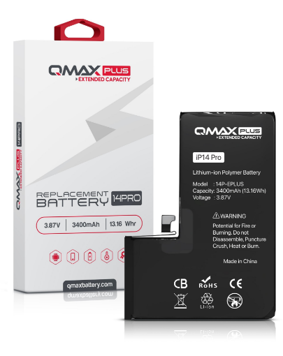 Picture of QMAX Plus Extended Capacity Replacement Battery for iPhone 14 Pro (3400 mAH)