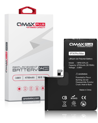 Picture of QMAX Plus Extended Capacity Replacement Battery for iPhone 14 Pro Max (4700 mAH)
