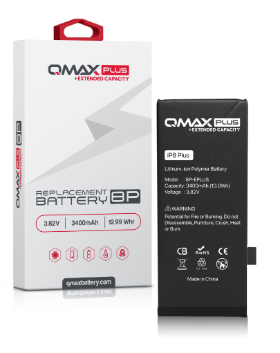 Picture of QMAX Plus Extended Capacity Replacement Battery for iPhone 8 Plus (3400 mAH)
