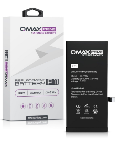 Picture of QMAX Prime Extended Capacity Replacement Battery for iPhone 11 (Spot Weld NOT Required) (3500 mAH)