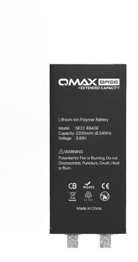 Picture of QMAX Base Extended Capacity Replacement Battery for iPhone SE 2022 (Spot Weld Required) (2200 mAH)