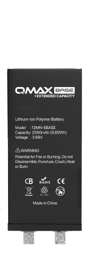 Picture of QMAX Base Extended Capacity Replacement Battery for iPhone 13 Mini (Spot Weld Required) (2520 mAH)