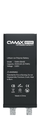 Picture of QMAX Base Extended Capacity Replacement Battery for iPhone 12 Mini (Spot Weld Required) (2520 mAH)