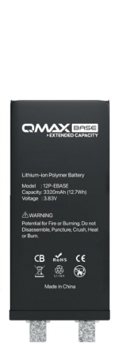 Picture of QMAX Base Extended Capacity Replacement Battery for iPhone 12 / 12 Pro (Spot Weld Required) (3320 mAH)