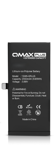 Picture of QMAX Plus Extended Capacity Replacement Battery for iPhone 13 Mini (2550 mAH)
